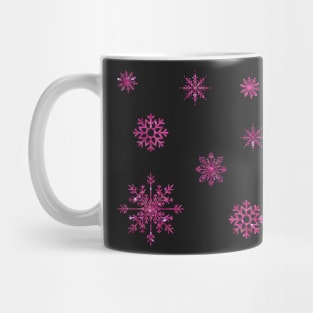 Hot Pink Faux Glitter Snowflakes Mug